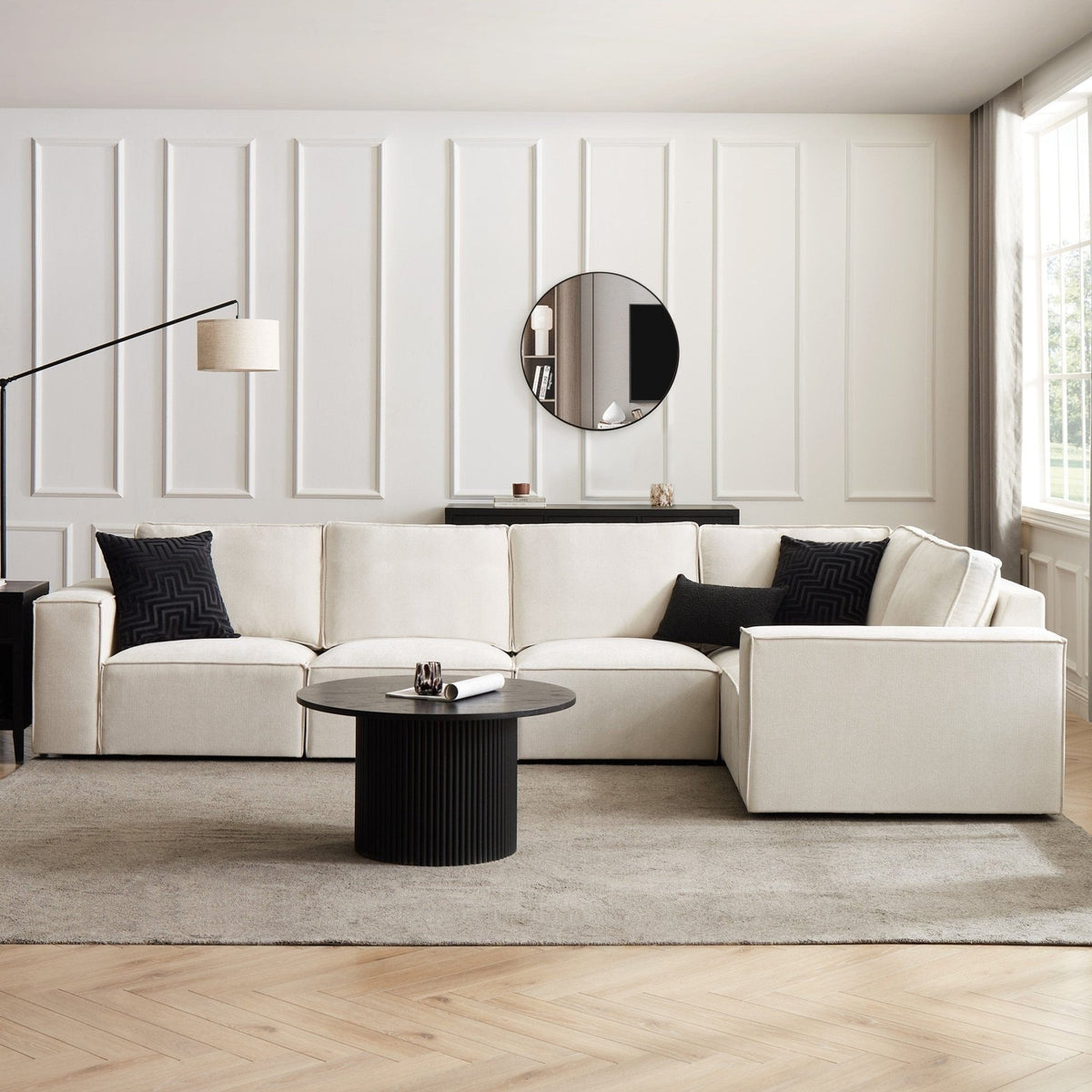 Brooklyn Large Right Hand L-Shape Sofa - Ivory