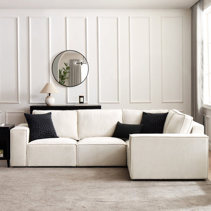 Brooklyn Small Right Hand L-Shape Sofa - Ivory