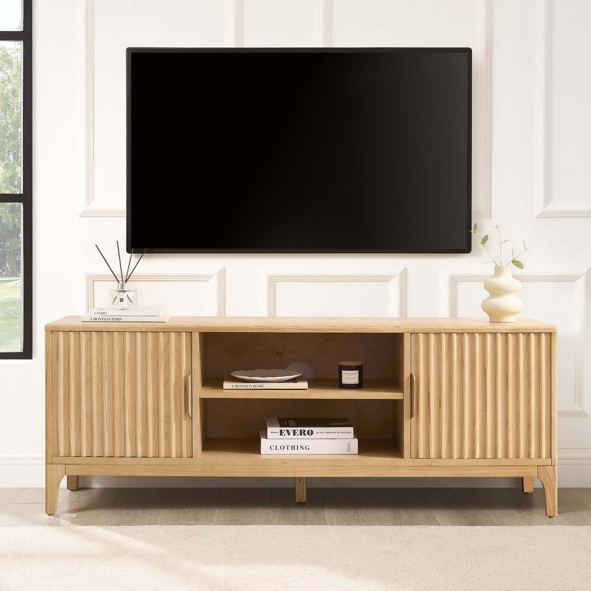Elena TV Unit for TVs up to 60" - Light Wood - Wood Veneer