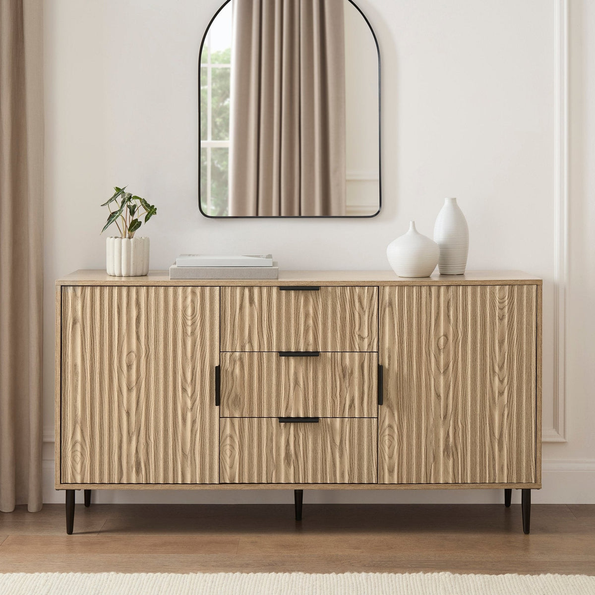 Evie Sideboard with Drawers - Wood Effect