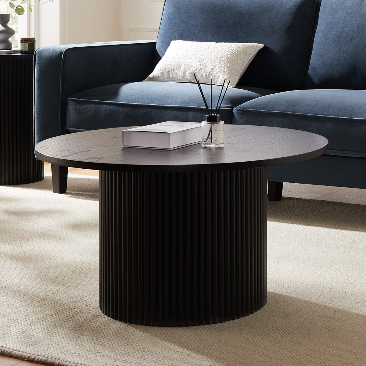 Hattie Round Pedestal Coffee Table - Black