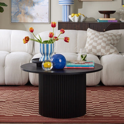 Hattie Round Pedestal Coffee Table - Black
