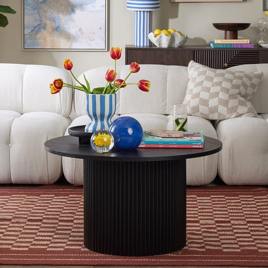 Hattie Round Pedestal Coffee Table - Black