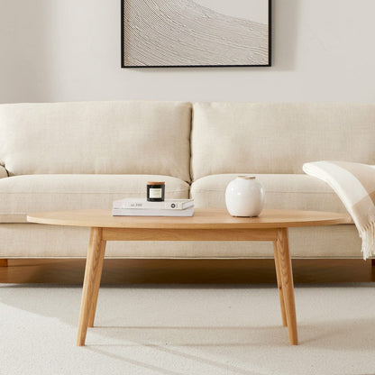 Heidi Solid Oak Oval Coffee Table - Light Wood