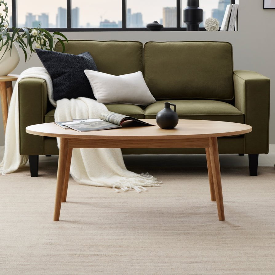 Heidi Solid Oak Oval Coffee Table - Light Wood