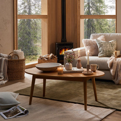 Heidi Solid Oak Oval Coffee Table - Light Wood