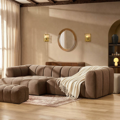 Manhattan Left Hand Chaise Sofa - Chenille Mushroom