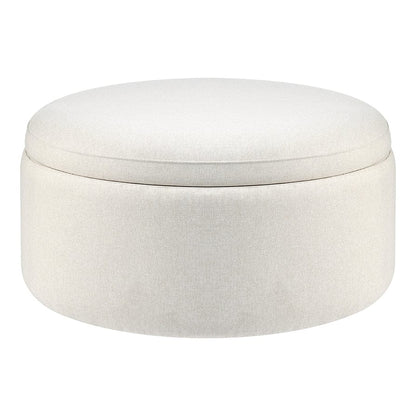 Stockton Round Storage Pouffe - Linen Natural