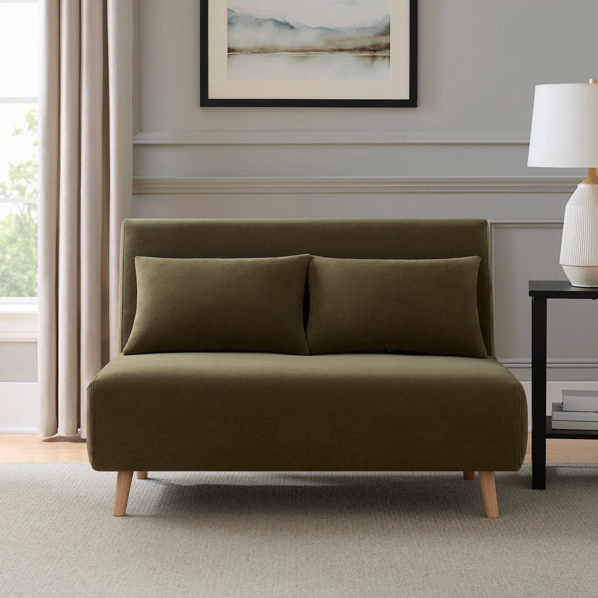 Seattle Double Click Clack Sofa Bed - Olive Green