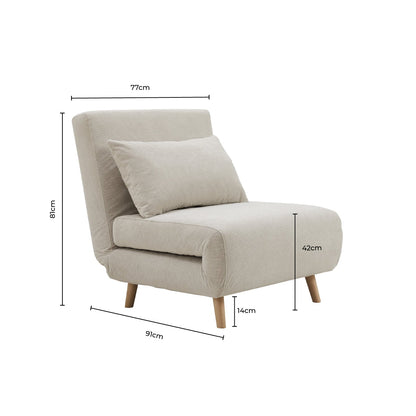 Seattle Single Click Clack Sofa Bed - Corduroy - Pebble