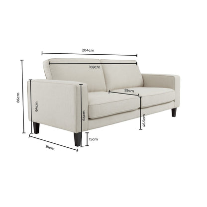 Soho Bouclé 3 Seater Sofa - Ivory