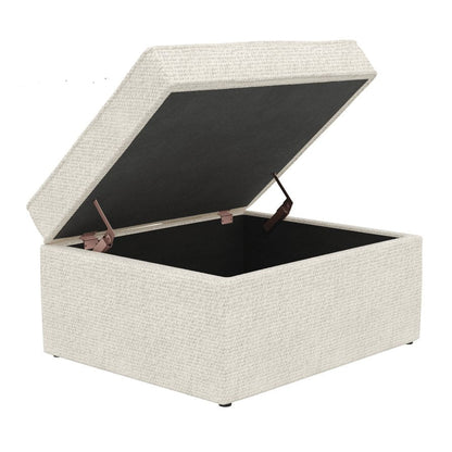 Soho Bouclé Ottoman Storage Pouffe - Ivory