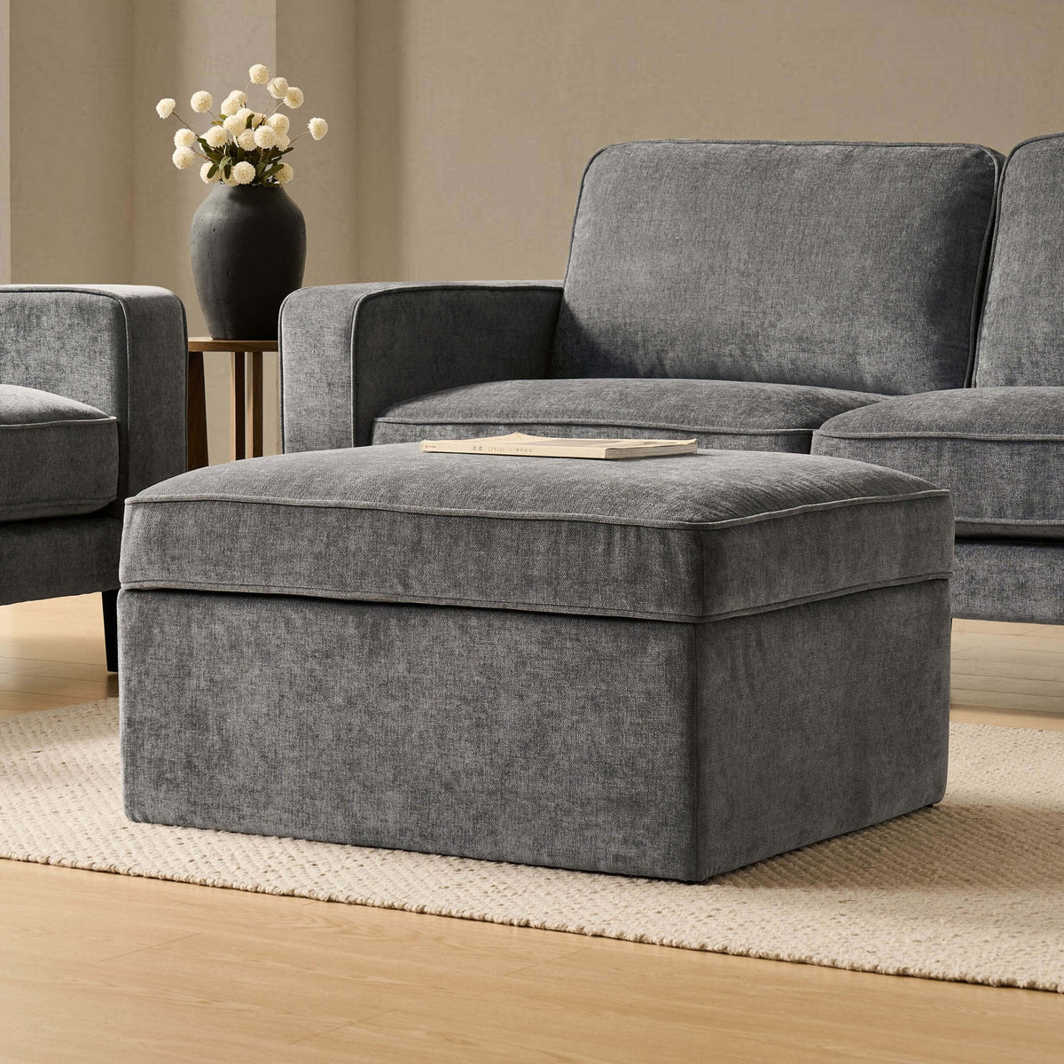 Soho Ottoman Storage Pouffe - Grey
